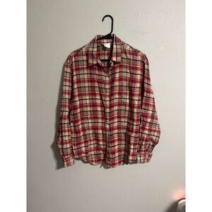 Plaid Red and Beige Men's Shirt
